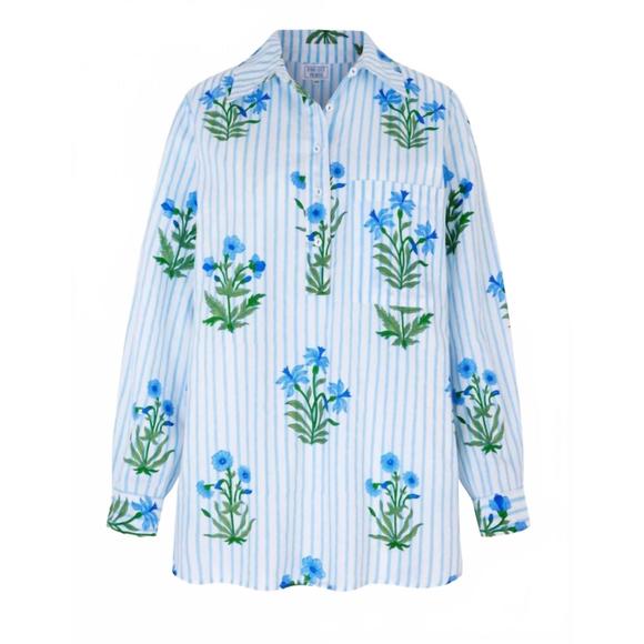 PINK CITY PRINTS Tops - NEW PINK CITY PRINTS women's alba shirt in blue stripe